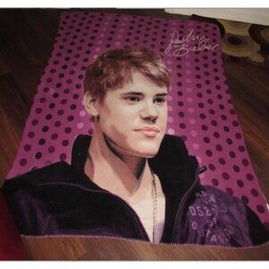 Justin Bieber "Purple Polka Dot" Soft Fleece Throw Blanket